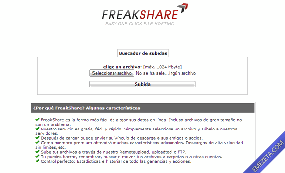 Páginas para subir o compartir archivos: Freakshare