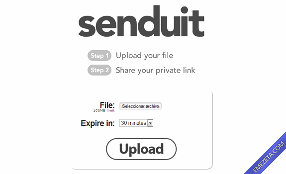 Páginas para subir o compartir archivos: Senduit