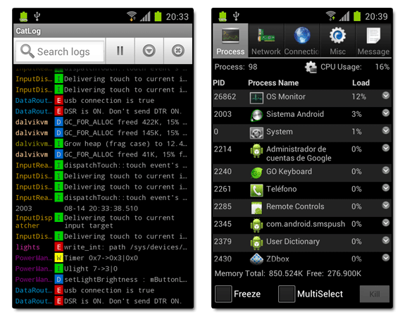 CatLog y OS Monitor: Método para detectar notificación publicitaria en Android