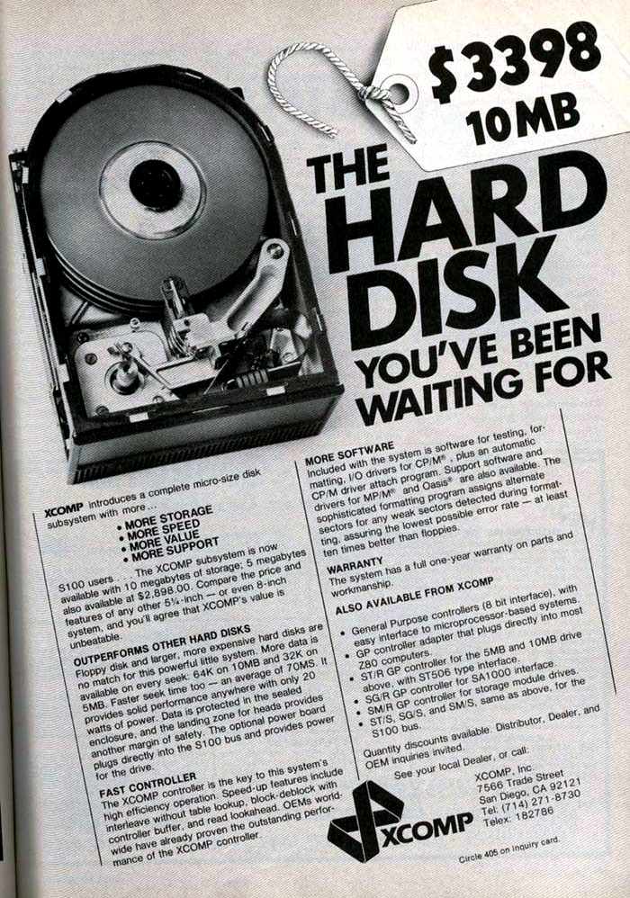 Publicidad retro: Disco duro XComp de 10MB