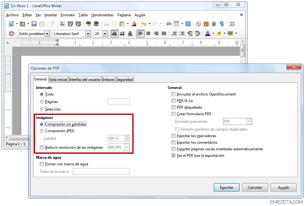 Exportar a PDF en LibreOffice