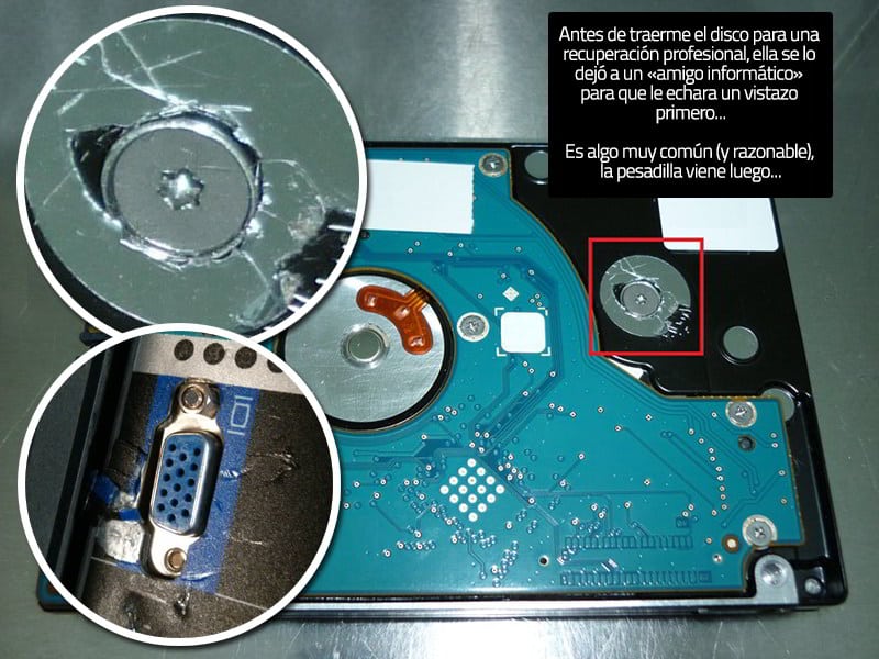 Cuidado con los tornillos de los discos duros u otros componentes
