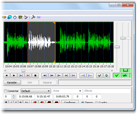 Aegisub, cargando el audio de un video para subtitular
