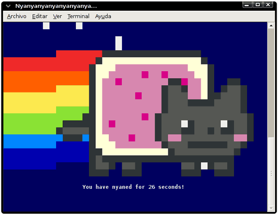 Nyan cat via telnet, en Linux