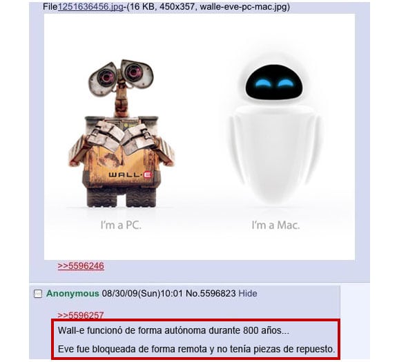 Wall-E es un PC, Eve es un Mac