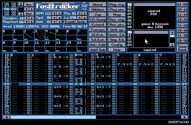 Trackers musicales: XM, Fasttracker II (DOS)