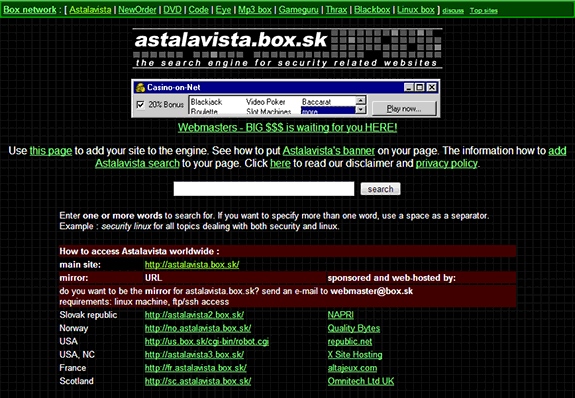 Buscadores de Internet de los 90: Astalavista