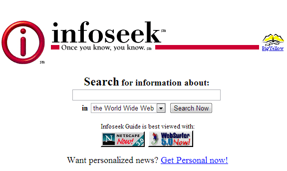 Buscadores de Internet de los 90: Infoseek 1996