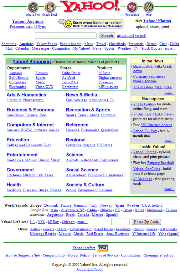 Buscadores de Internet de los 90: Yahoo 2000