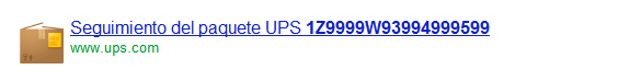 Google: Seguimiento de paquetes de mensajería (UPS)