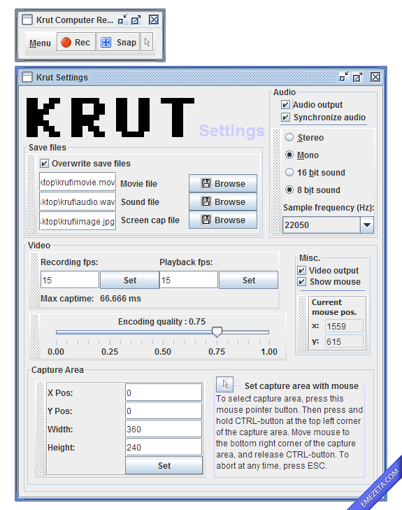 Capturar pantalla en video (screencast): Krut