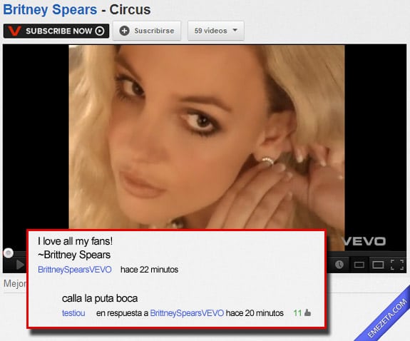 Comentarios de Youtube: Britney oops
