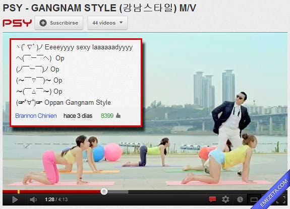 Comentarios de Youtube: Gangnam style