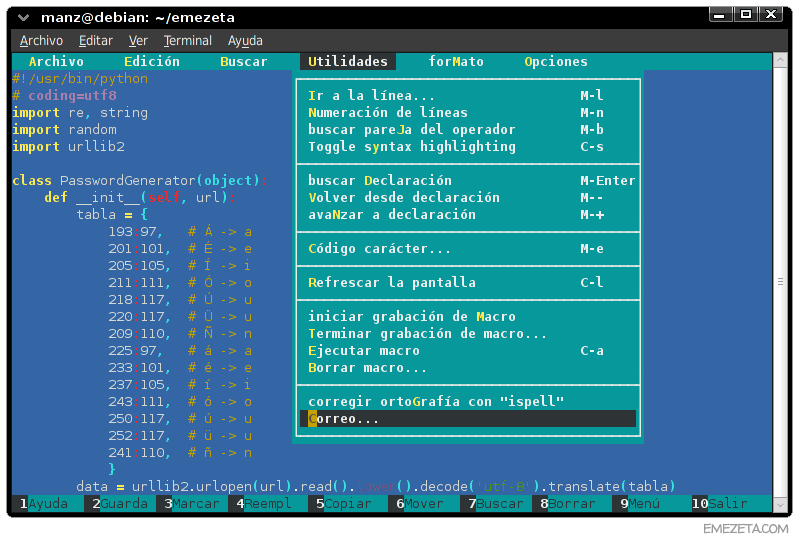 Editores de texto basados en terminal: Mcedit (Editor de Midnight Commander)