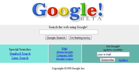 La evolución de Google: Alpha Google 1998