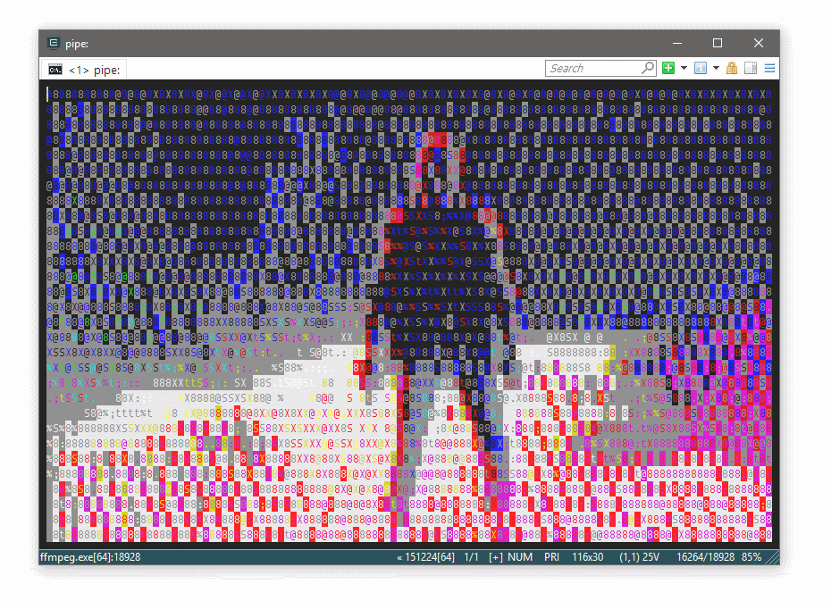 Reproducción ASCII con ffmpeg