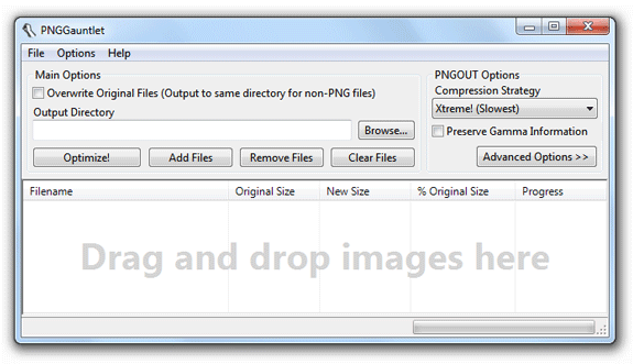 PNGGauntlet: Optimizador de imágenes en formato PNG para Windows
