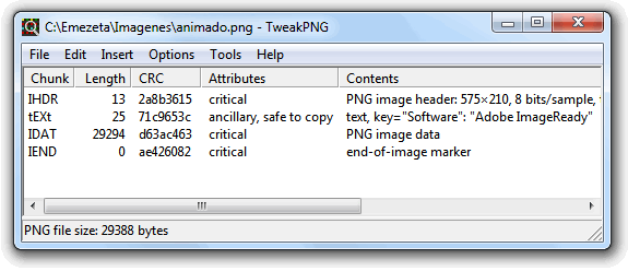 TweakPNG: Modifica datos internos de las imágenes PNG