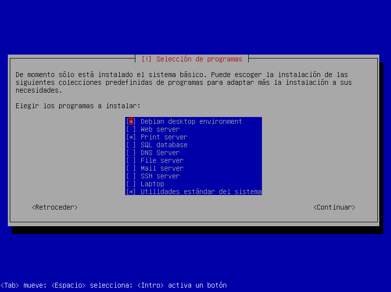 Instalación básica de Debian