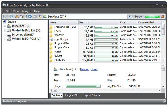 Free Disk Analyzer: Visualizar el uso de tu disco duro
