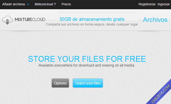 Páginas para subir o compartir archivos: Mixturecloud