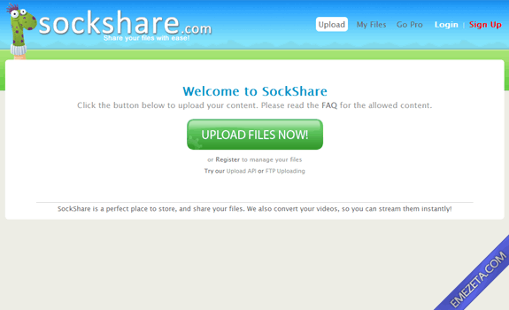 Páginas para subir o compartir archivos: Sockshare