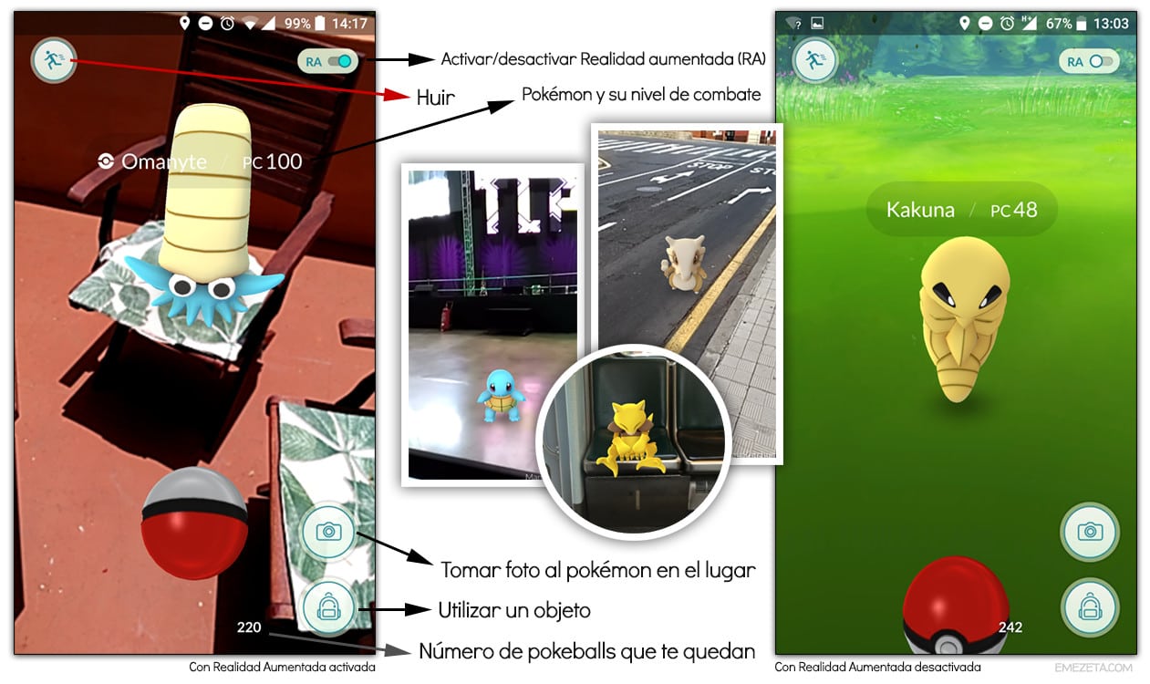 Realidad aumentada (RA) en Pokémon Go