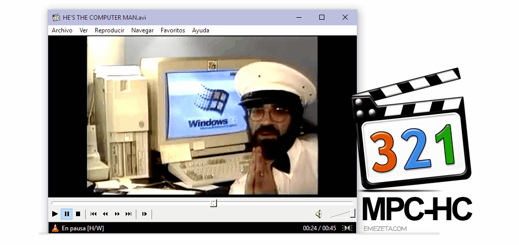 Media Player Classic Home Cinema, con Computer Man en acción