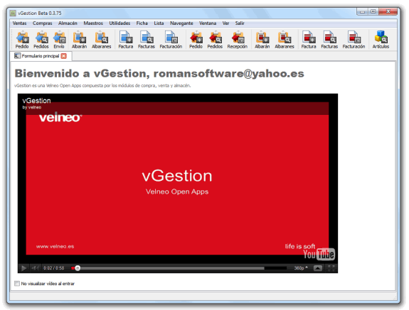 Velneo vClient: Ejecución de la Open App vGestion.