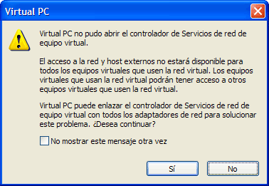 virtual pc 2007 abrir controlador servicios red